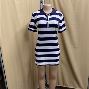 Purple and White Bodycon Polo Mini Dress